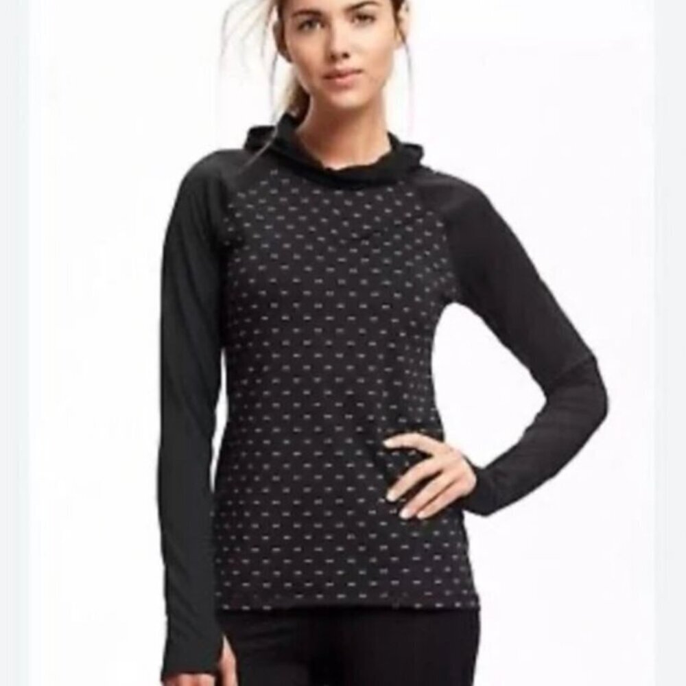Old Navy Active Women's Size Small Go-Dry Athletic Hoodie Black Reflective Mini